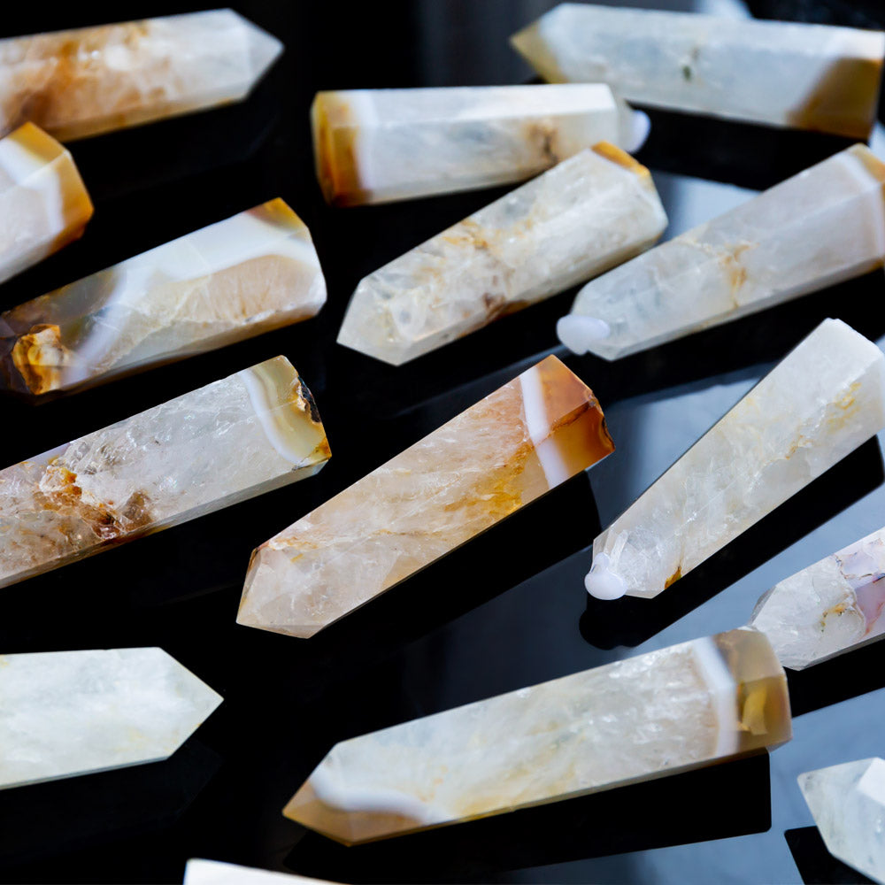 Agate In Clear Quartz Point