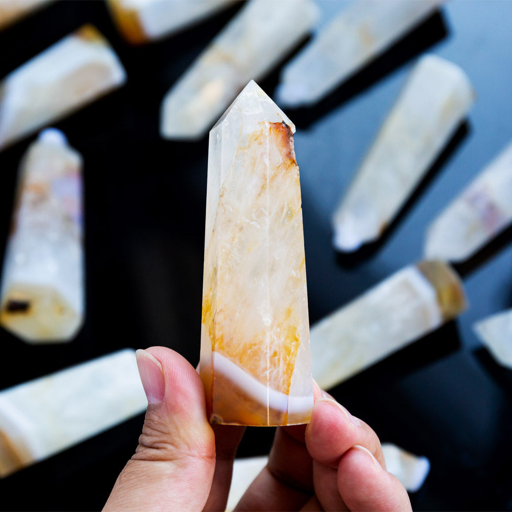 Agate In Clear Quartz Point