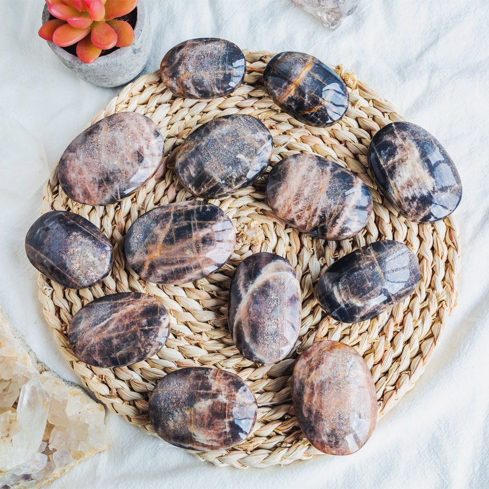 Black Sunstone Palm Stone