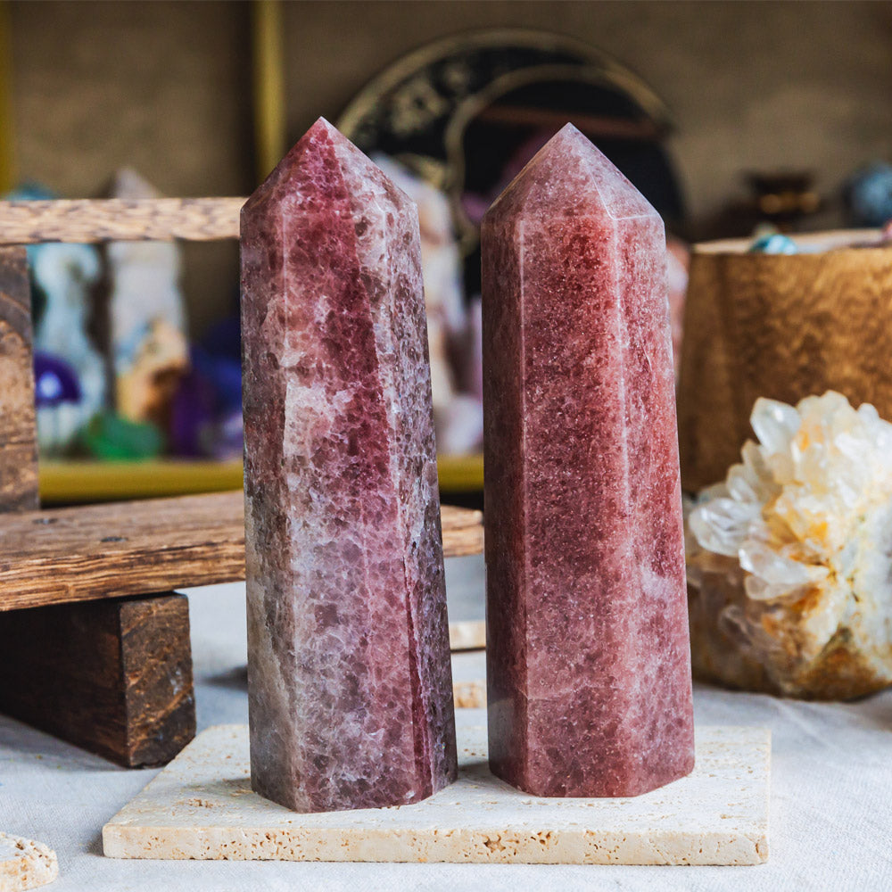 Red Strawberry Quartz Tower