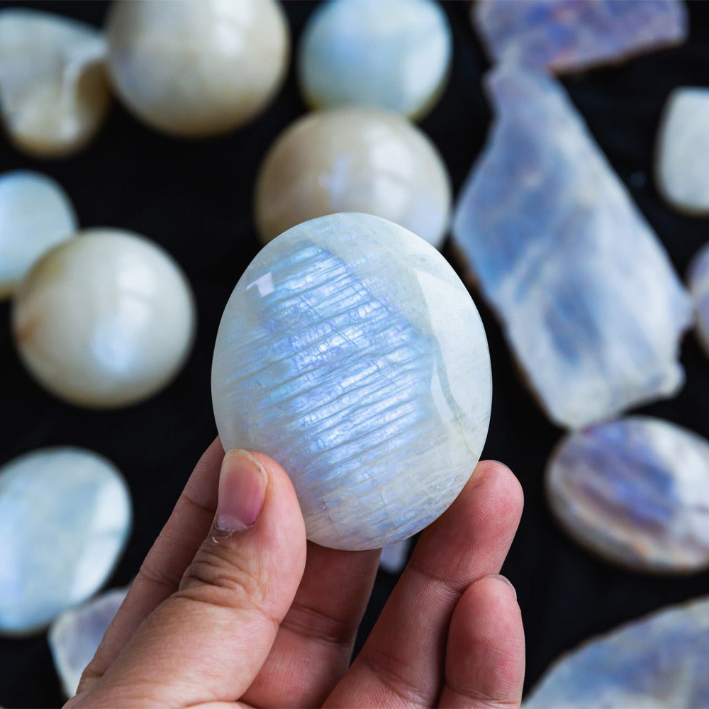 White Moonstone Palm Stone