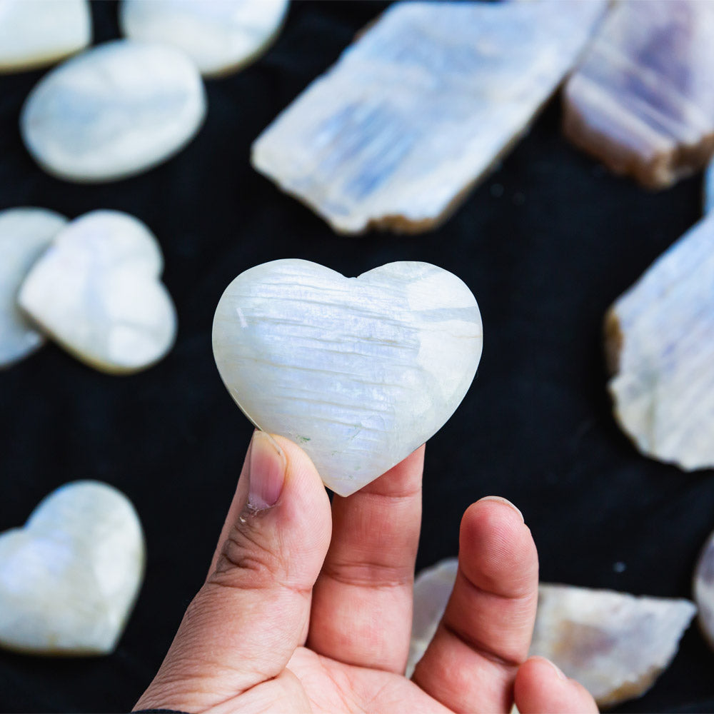 White Moonstone Heart