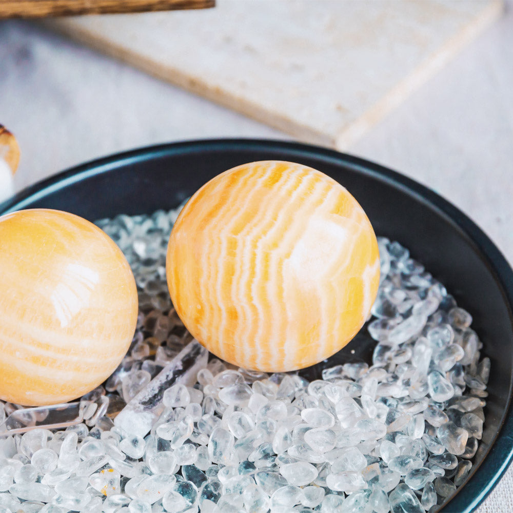 Banding Orange Calcite Sphere