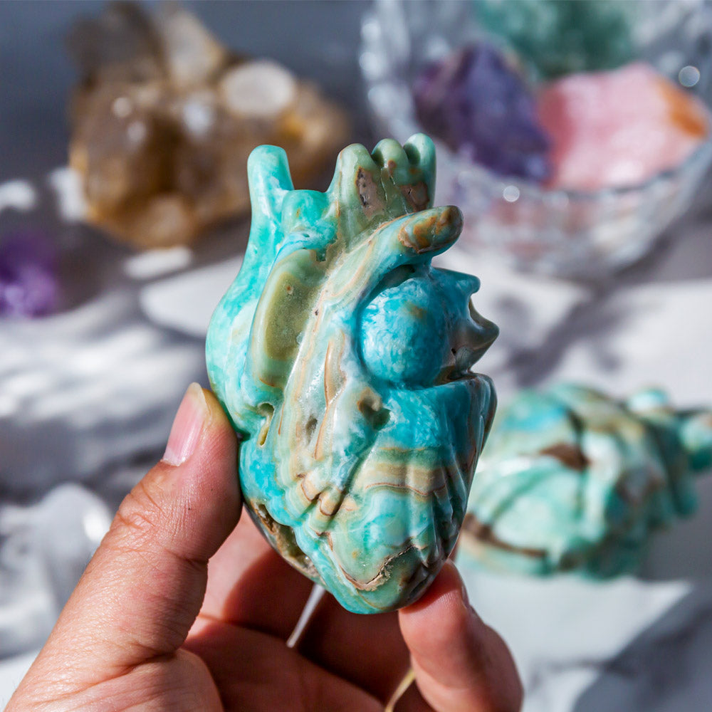 Blue aragonite human heart