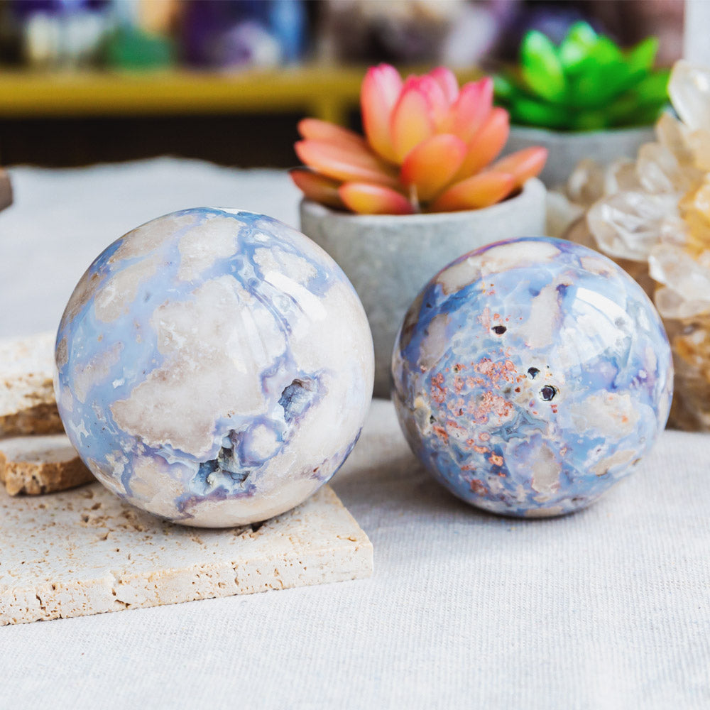 Blue Flower Agate Sphere