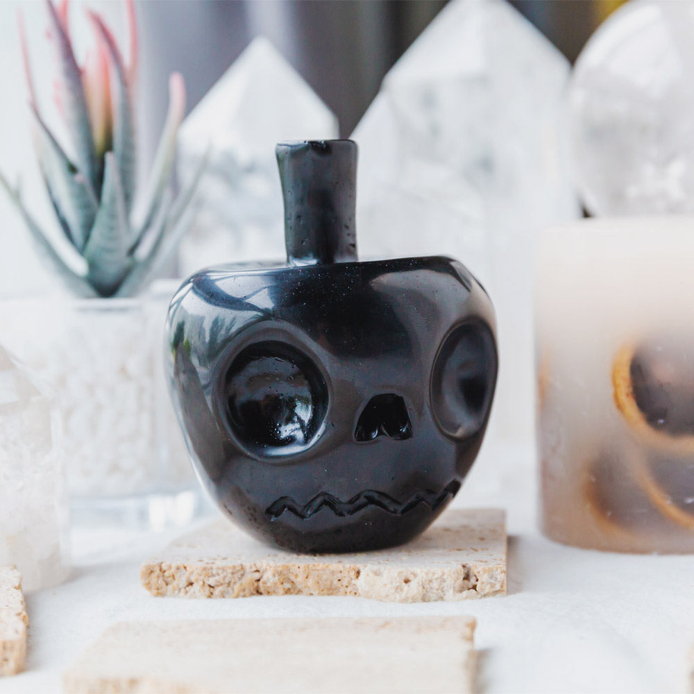 Black Obsidian Apple Skull