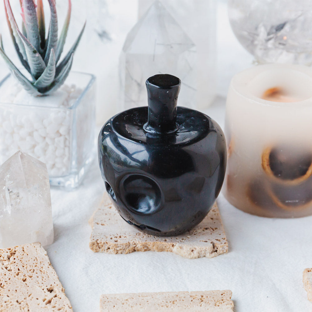 Black Obsidian Apple Skull