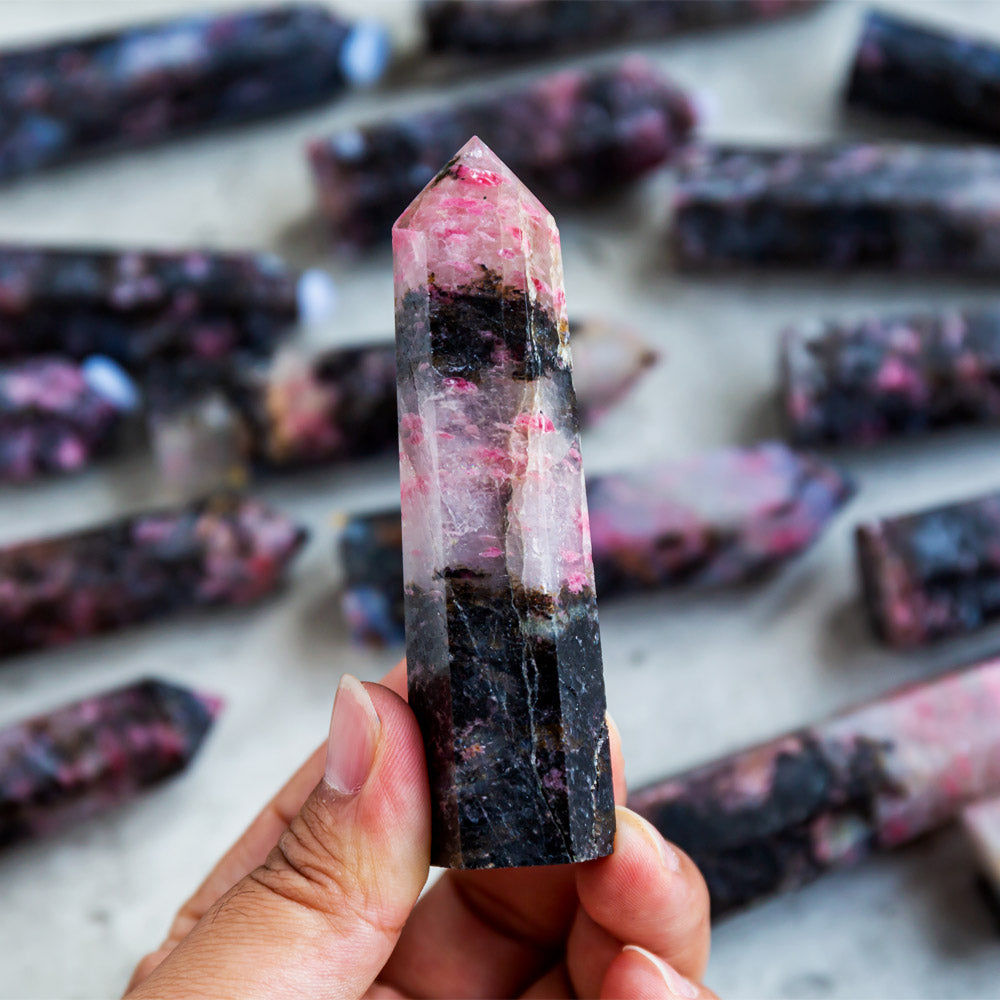 Rhodonite In Clear Quartz Point