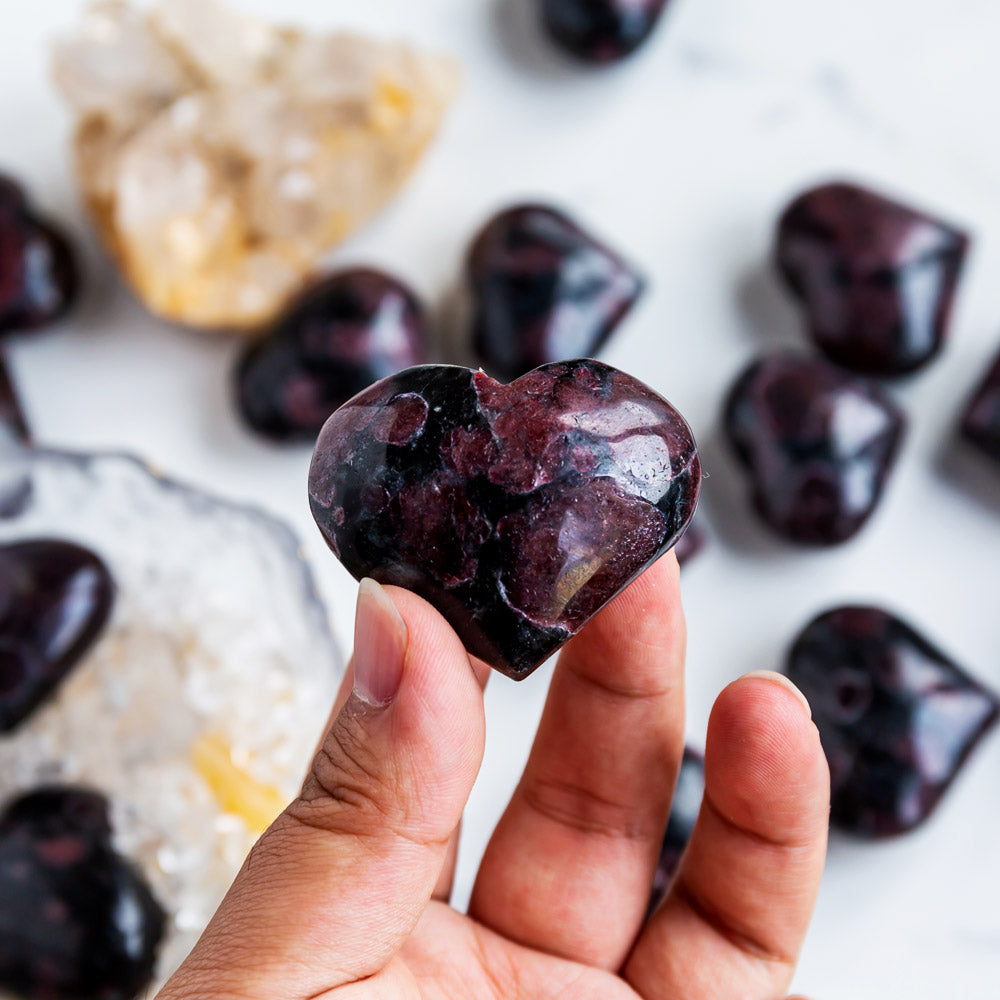 Astrophyllite Fireworks Garnet Heart