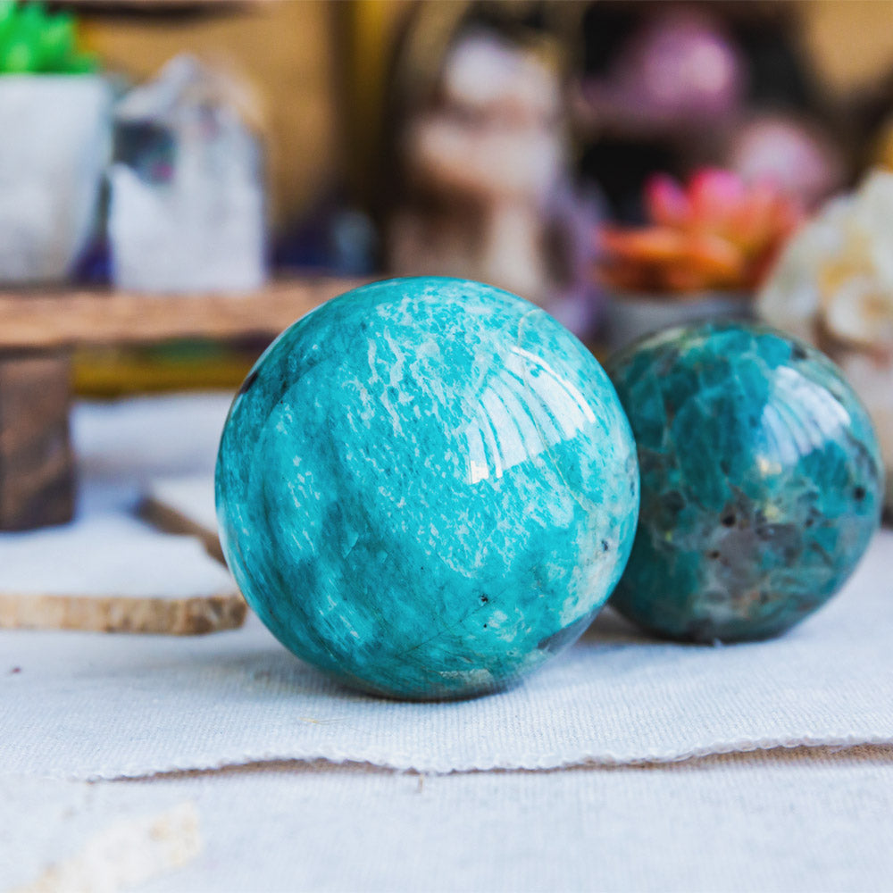 Amazonite With Smoky Quartz Sphere