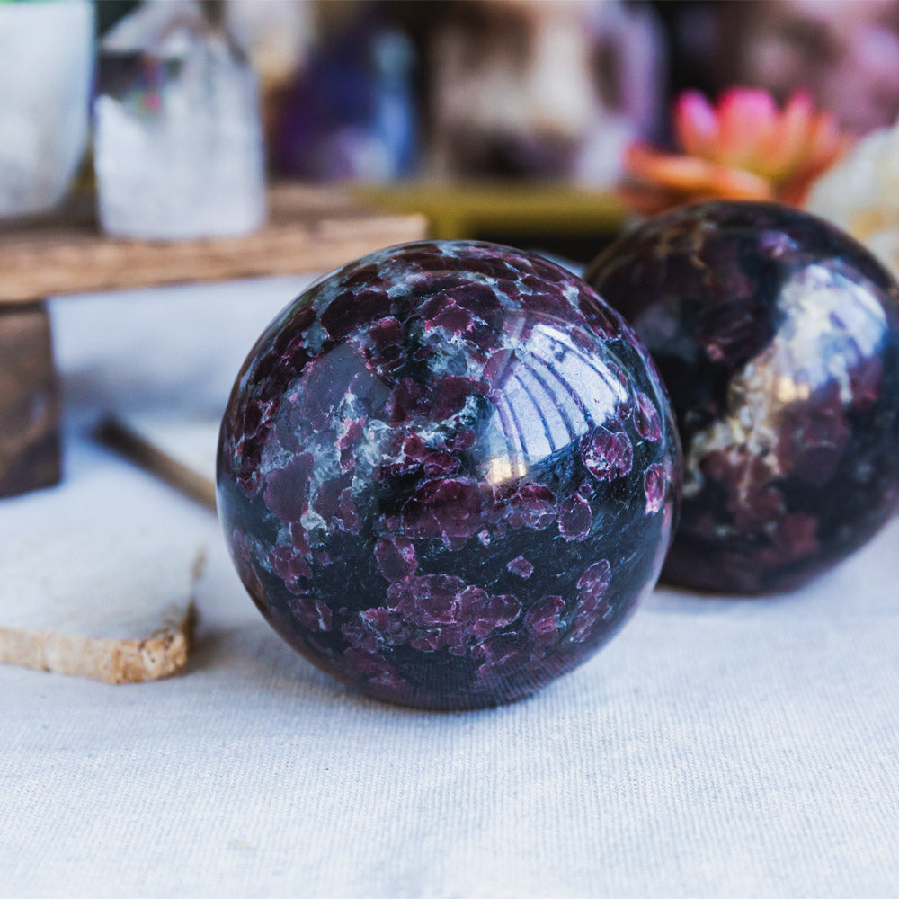 Astrophyllite Fireworks Garnet Sphere