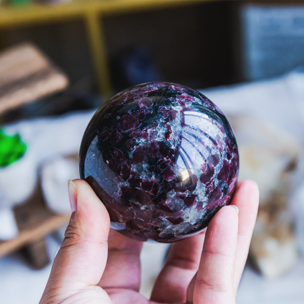 Astrophyllite Fireworks Garnet Sphere