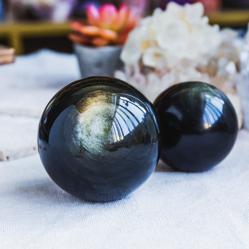 Golden Sheen Obsidian Sphere