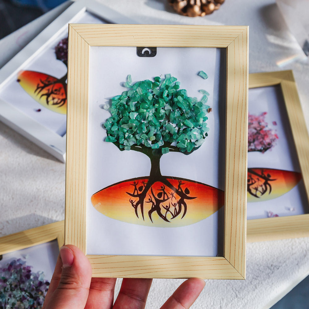 Natural Crystal Tree Decorative Painting, Crystal Gravel Photo Frame, Crystal Gifts, Home Decoration, Reiki Healing, Crystal Crushed Stone Decorative Painting Crystal Picture Frame - Home Decoration Crystal Gift