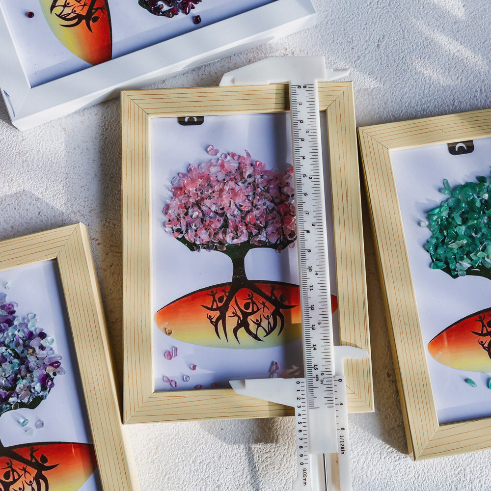 Natural Crystal Tree Decorative Painting, Crystal Gravel Photo Frame, Crystal Gifts, Home Decoration, Reiki Healing, Crystal Crushed Stone Decorative Painting Crystal Picture Frame - Home Decoration Crystal Gift