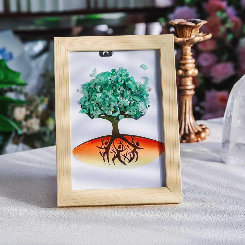 Natural Crystal Tree Decorative Painting, Crystal Gravel Photo Frame, Crystal Gifts, Home Decoration, Reiki Healing, Crystal Crushed Stone Decorative Painting Crystal Picture Frame - Home Decoration Crystal Gift