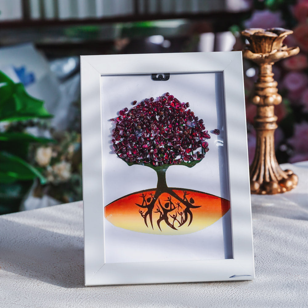 Natural Crystal Tree Decorative Painting, Crystal Gravel Photo Frame, Crystal Gifts, Home Decoration, Reiki Healing, Crystal Crushed Stone Decorative Painting Crystal Picture Frame - Home Decoration Crystal Gift