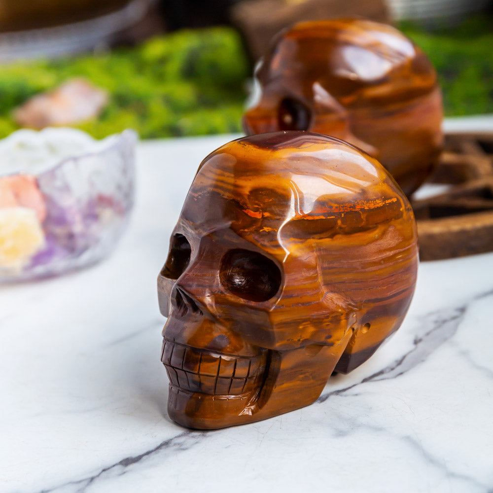 Red tiger-eye skull