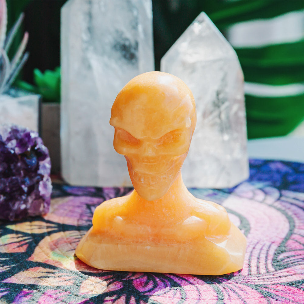 Orange Calcite Skeleton Man