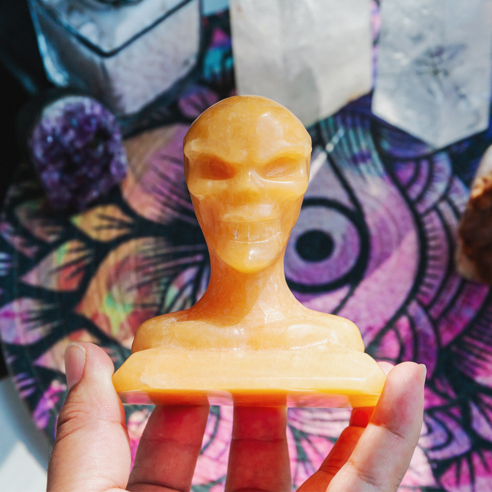 Orange Calcite Skeleton Man