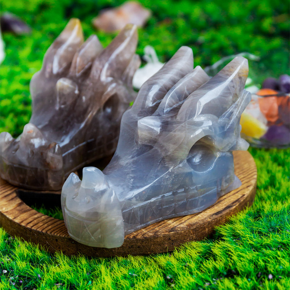 Blue Rose Quartz Dragon Head