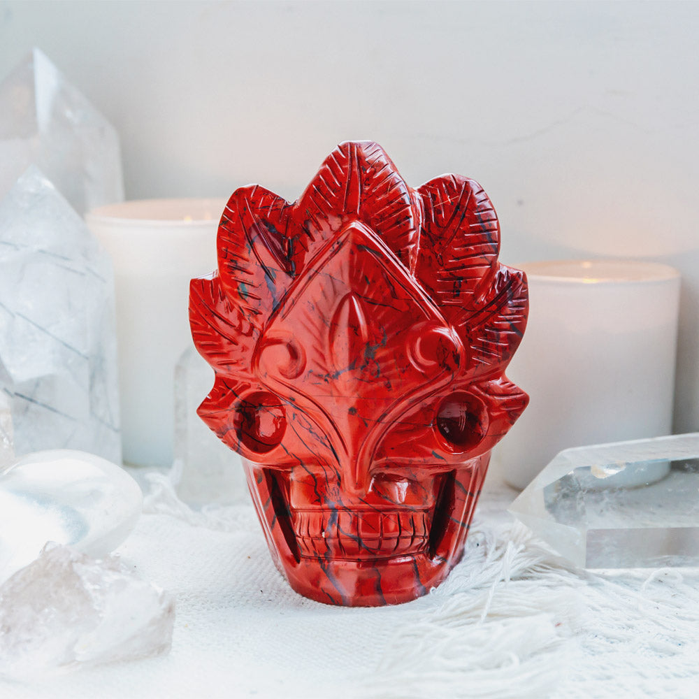 Red Jasper Mask Skull