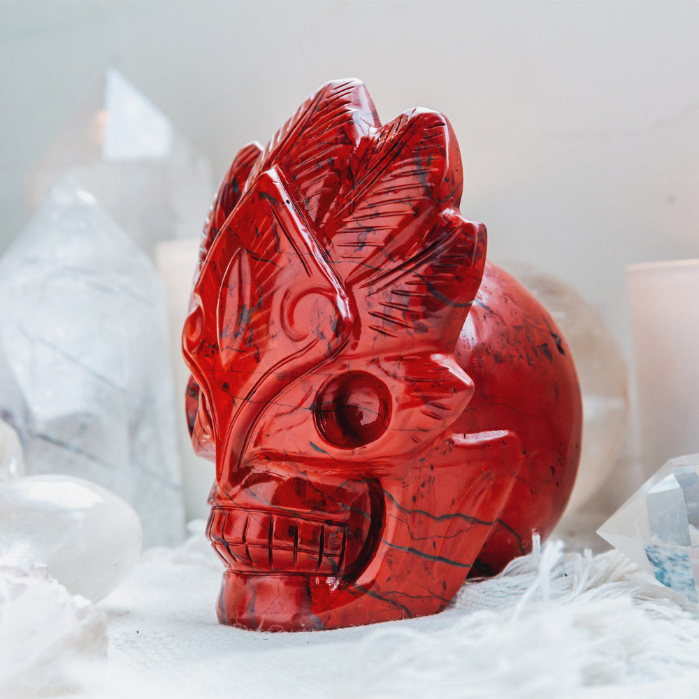 Red Jasper Mask Skull