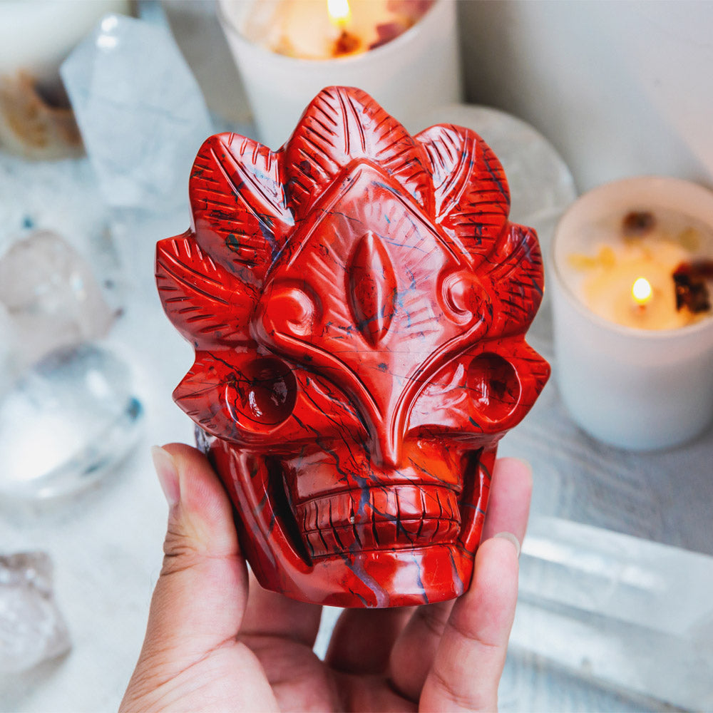 Red Jasper Mask Skull