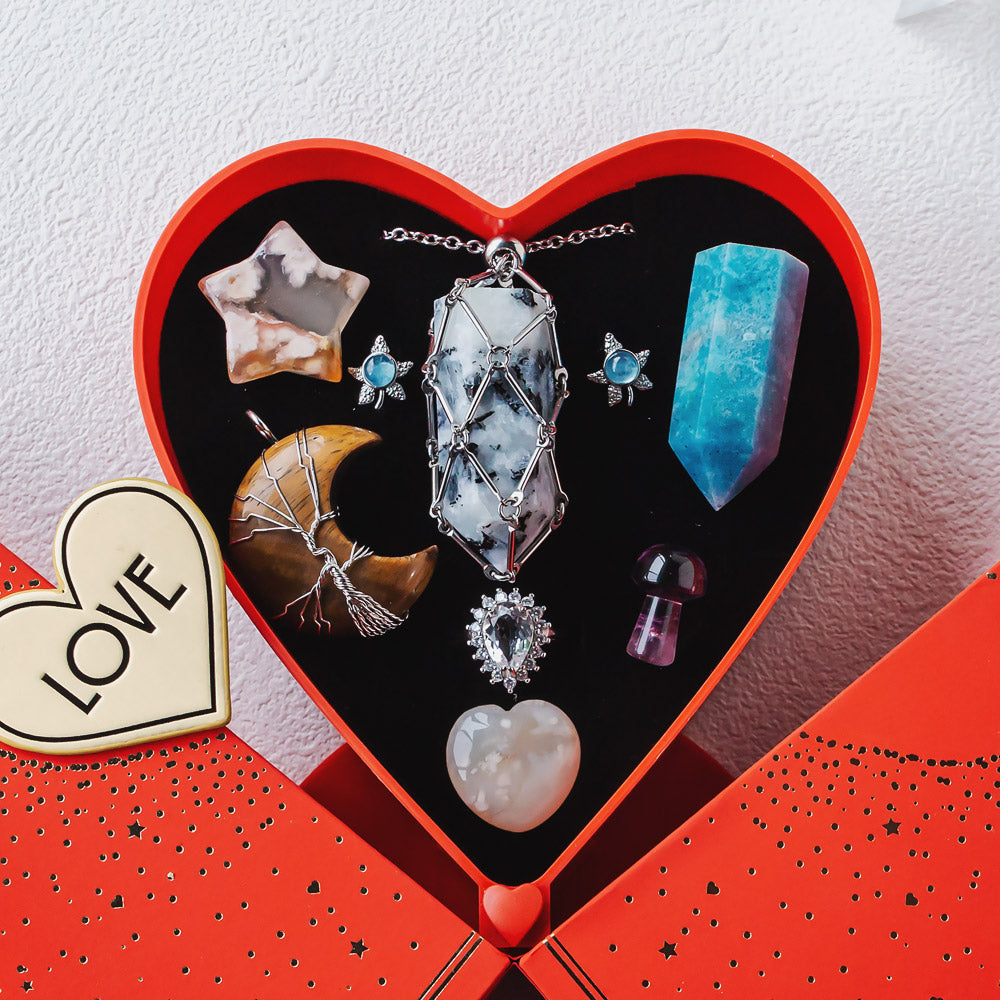 Mother's Day New Heart-shaped Natural Crystal Gift Box Set