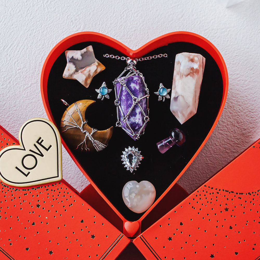 Mother's Day New Heart-shaped Natural Crystal Gift Box Set