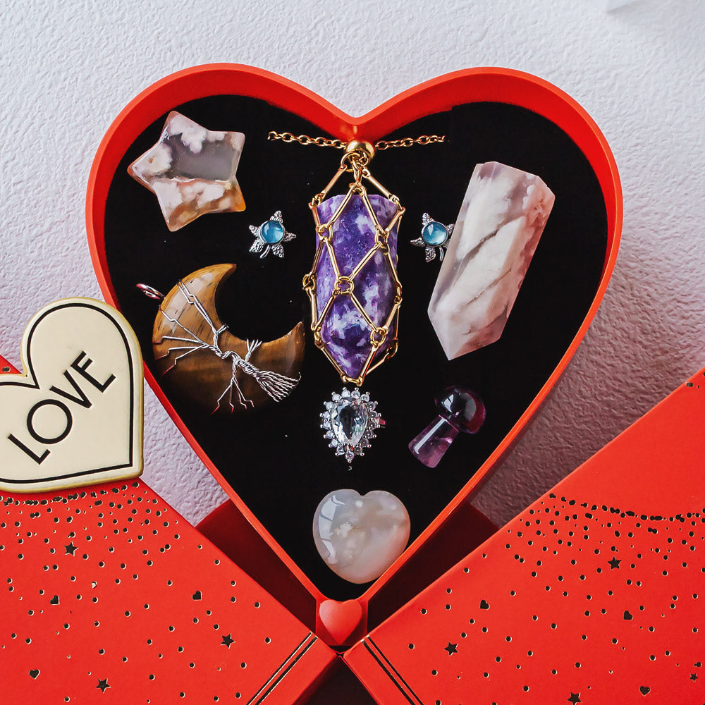 Mother's Day New Heart-shaped Natural Crystal Gift Box Set