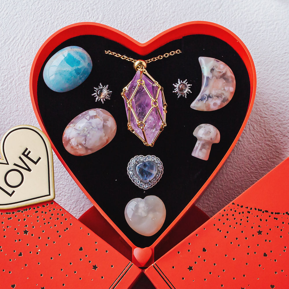 Mother's Day New Heart-shaped Natural Crystal Gift Box Set