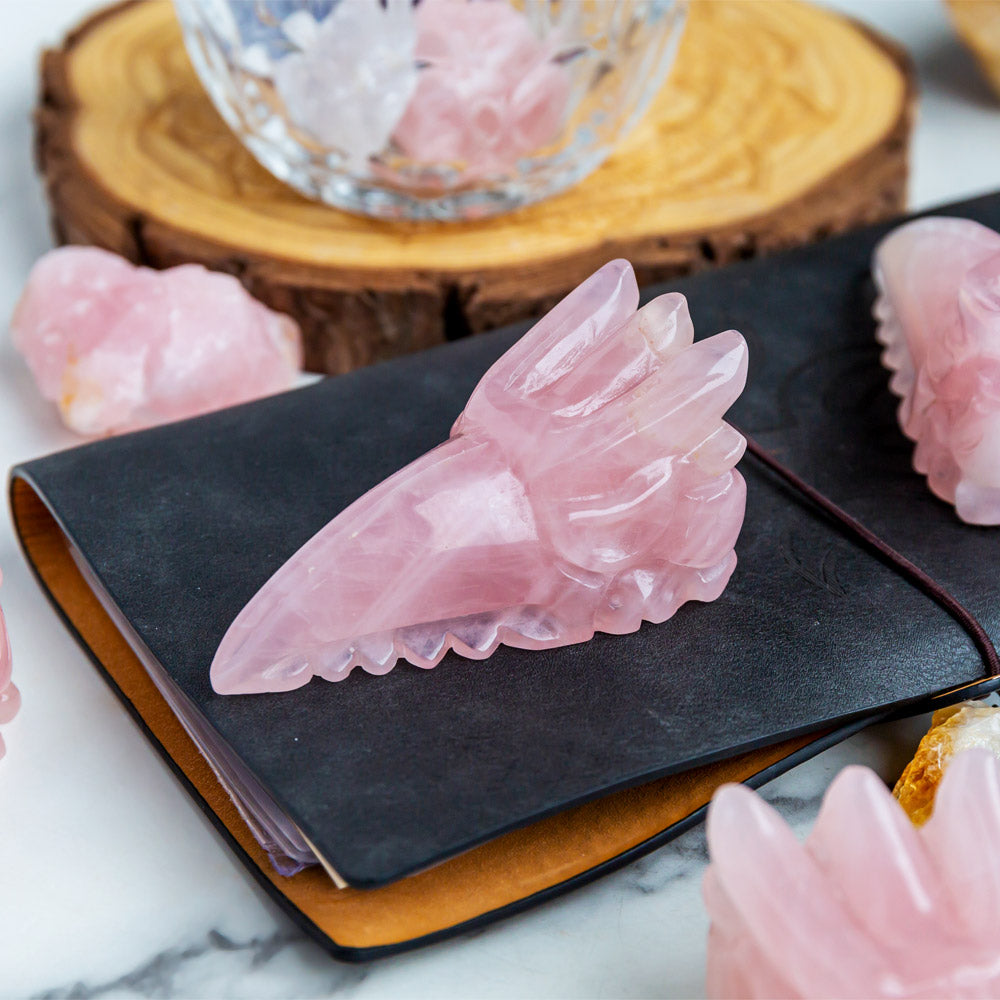 Rose Quartz Eagle Skull