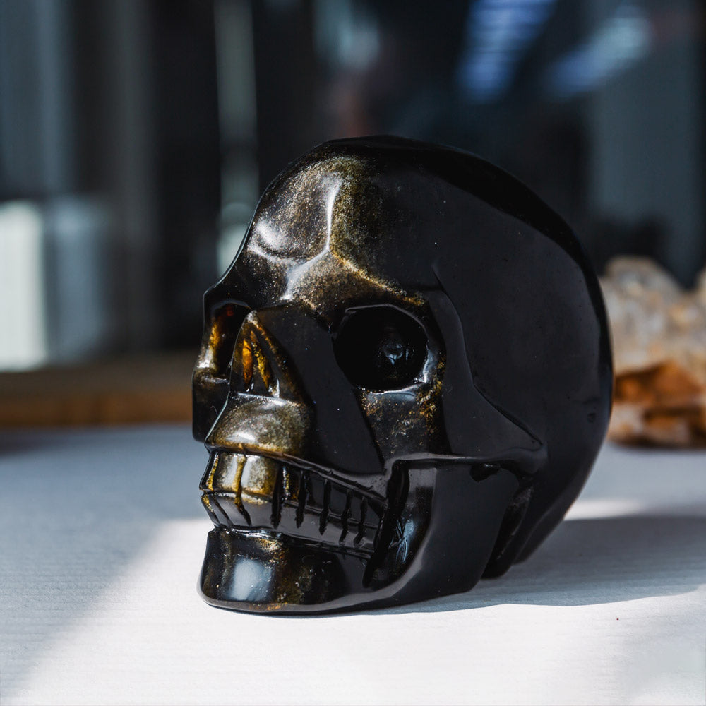 Golden Obsidian Skull