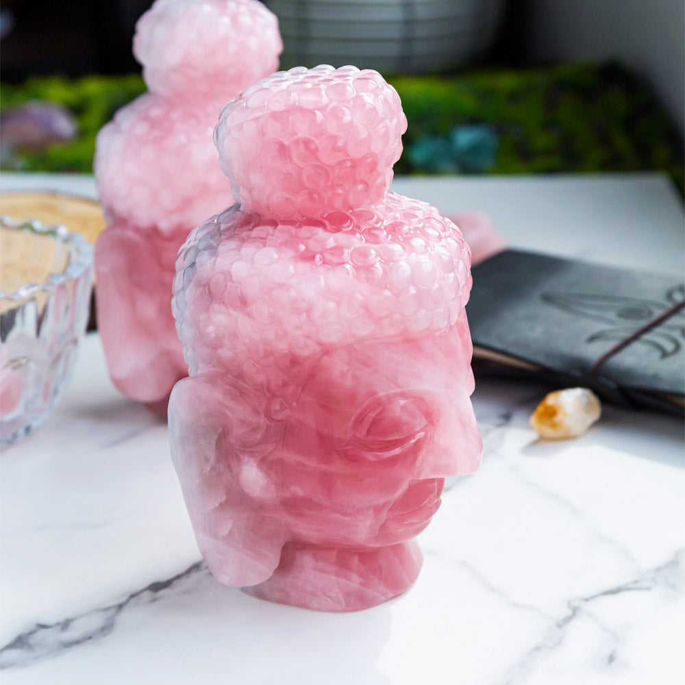 Large Rose Quartz Buddha Head