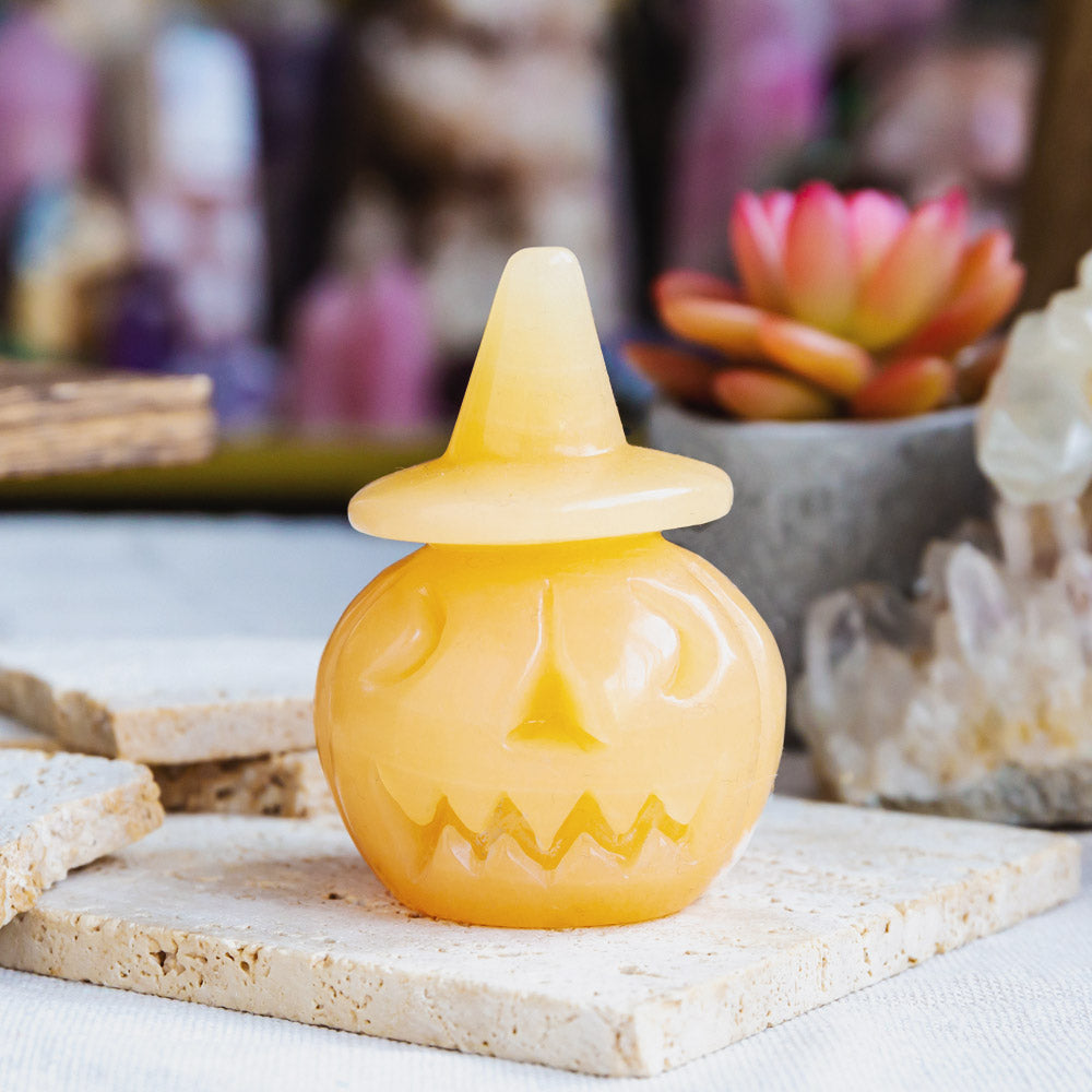 Orange Calcite Wizard Hat Pumpkin