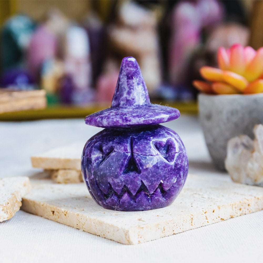 Lepidolite Wizard Hat Pumpkin