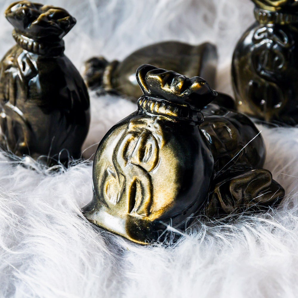 Golden Sheen Obsidian Money Bag