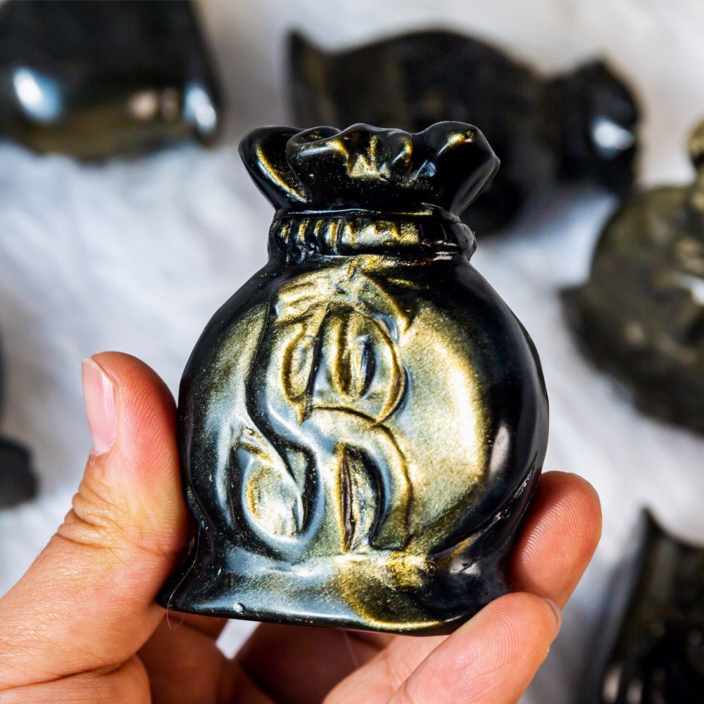 Golden Sheen Obsidian Money Bag