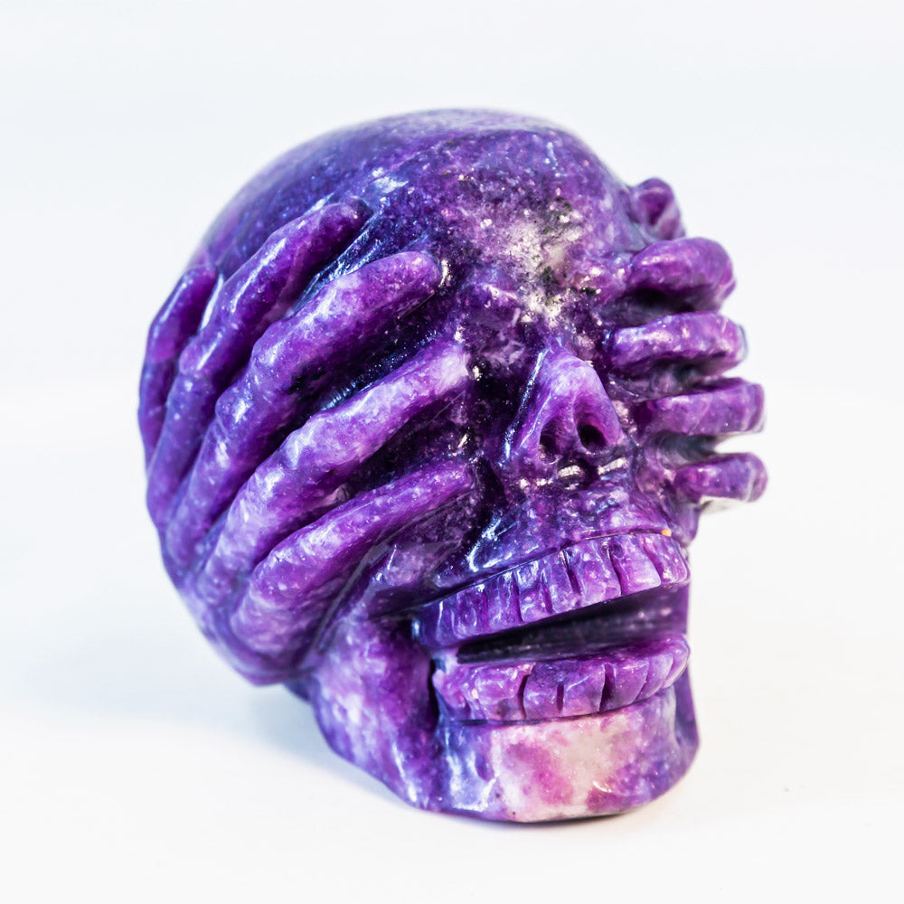 Lepidolite Skull Combination Combination See no evil Speak no evil Hear no evil