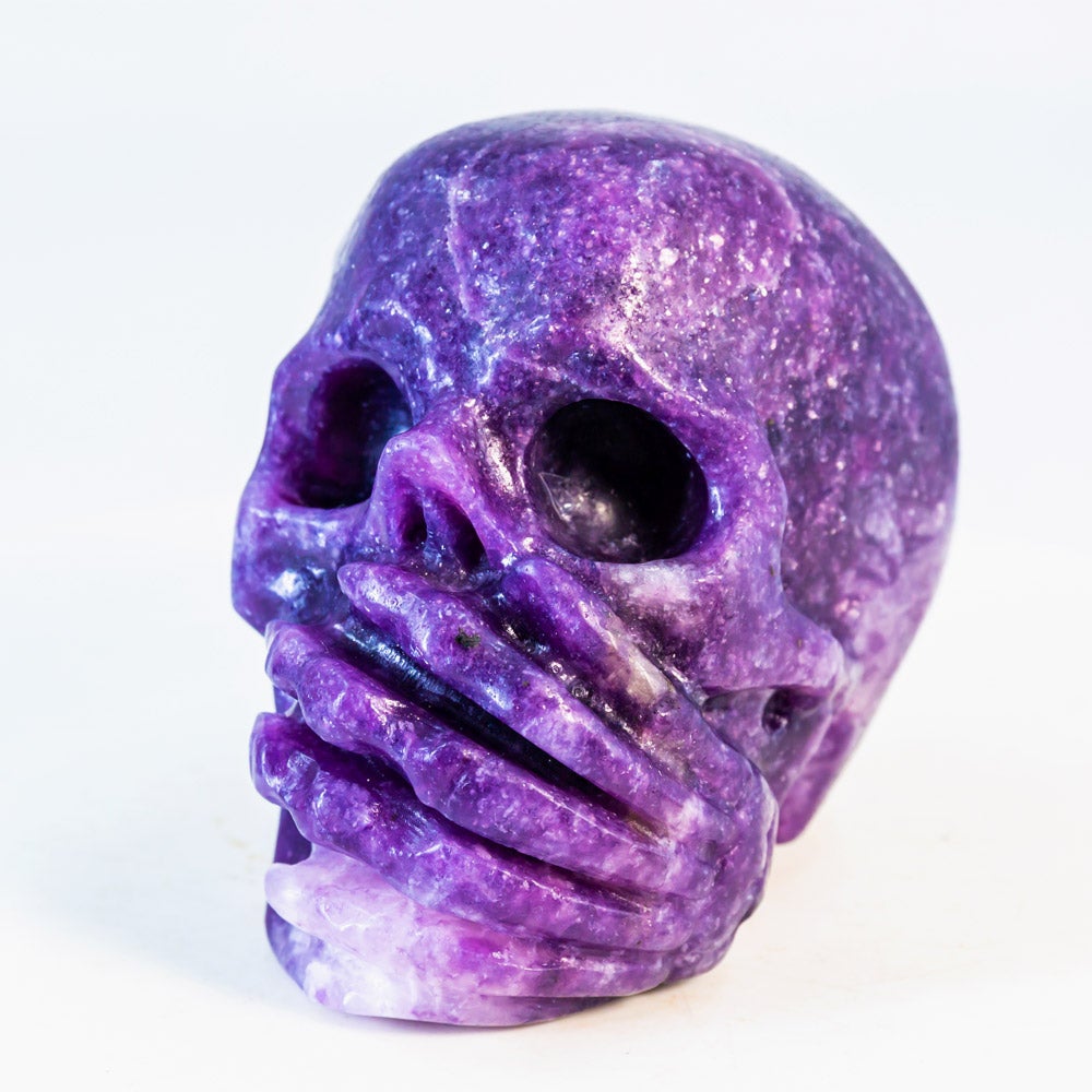 Lepidolite Skull Combination Combination See no evil Speak no evil Hear no evil