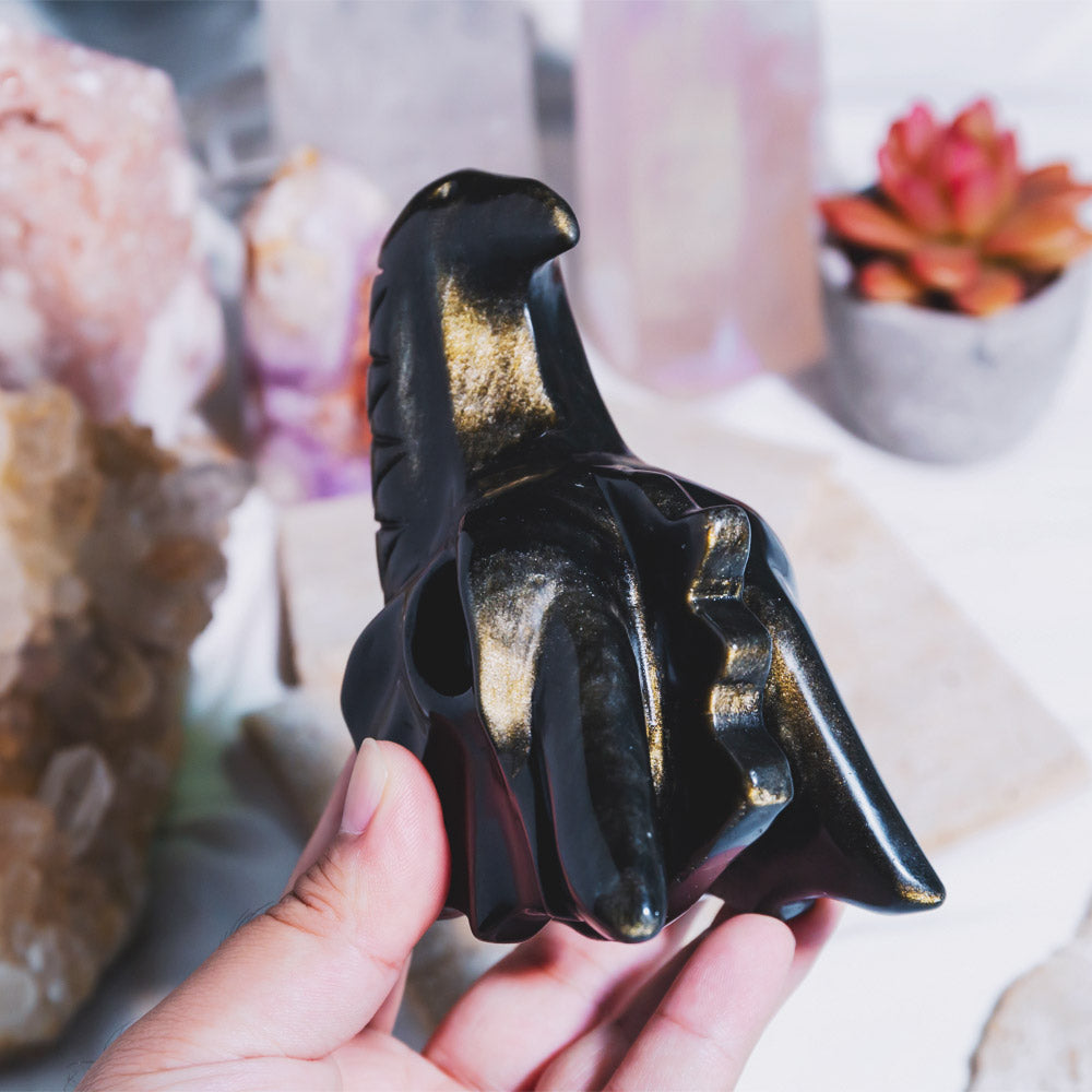 Golden Sheen Obsidian Dragon Head