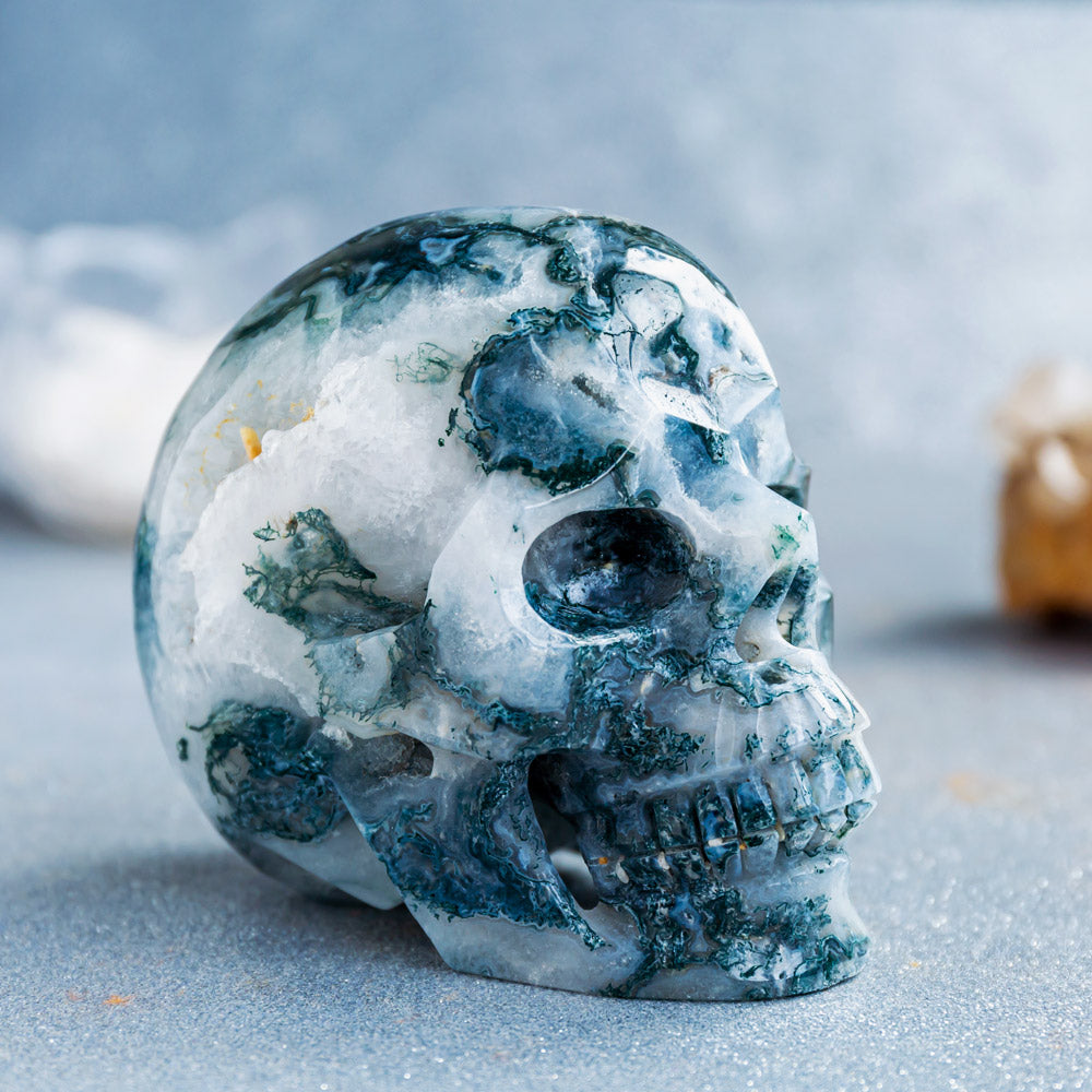 Moss agate Skulls