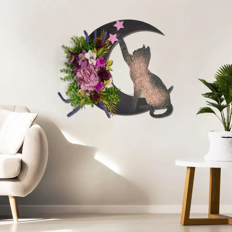 Celestial Lunar Moon And Kitty Wall Decor