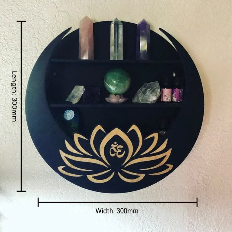 Round Crescent Moon Lotus Crystal Shelf