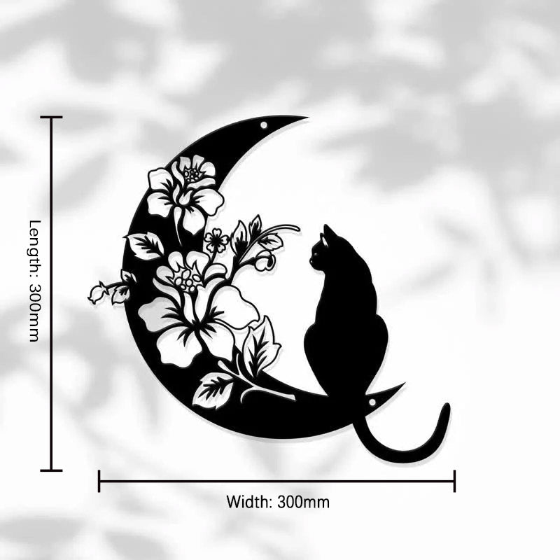 Cresent Moon and Cat Metal Wall Decor