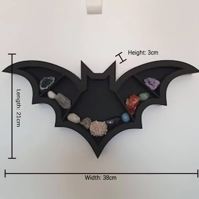 Bat Shaped Wooden Crystal Shelf