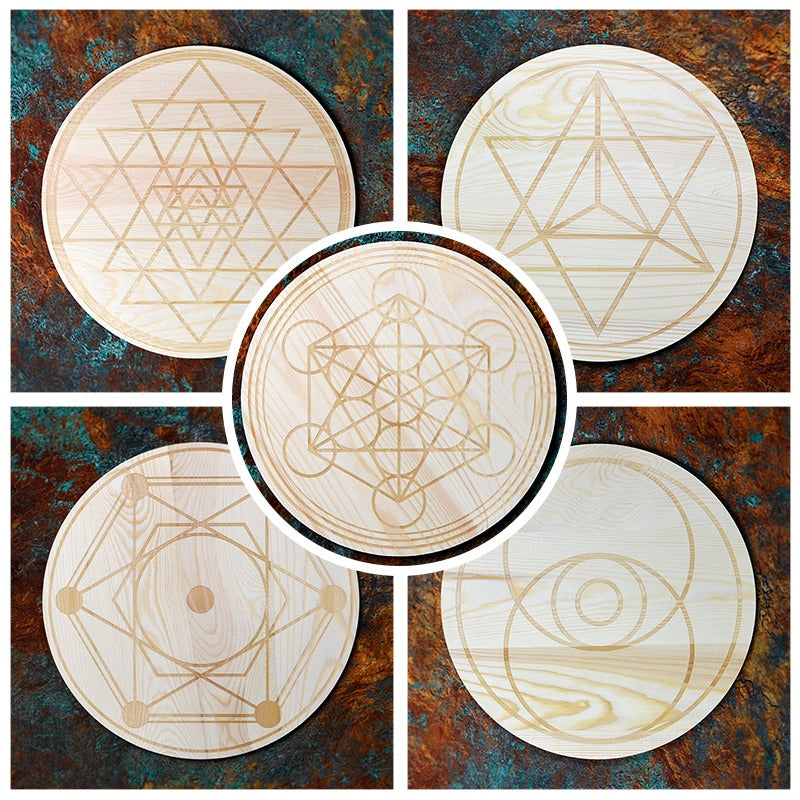 WOOD CRYSTAL GRID-7 CHAKRA