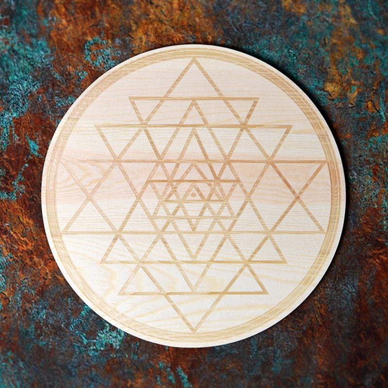 WOOD CRYSTAL GRID-7 CHAKRA