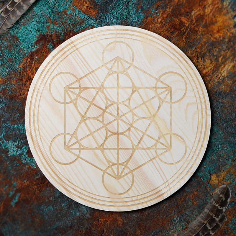 WOOD CRYSTAL GRID-7 CHAKRA